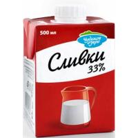 СЛИВКИ ЧУДСКОЕ ОЗЕРО 33% Б/САХ 0,5Л Т/П