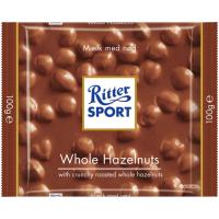 RITTER SPORT МОЛОЧНЫЙ ШОКОЛАД С ЛЕСНЫМИ ОРЕХАМИ 100Г