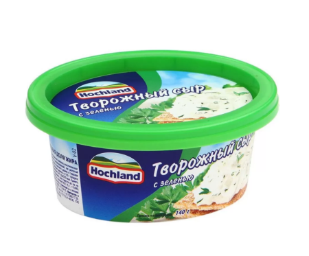 СЫР HOCHLAND ТВОРОЖ С ЗЕЛЕНЬЮ 140Г