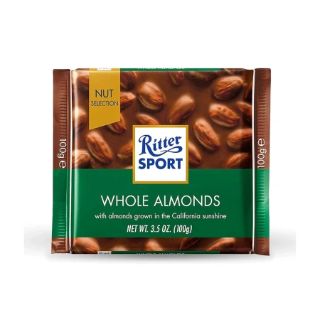 RITTER SPORT ШОКОЛАД С ЦЕЛЬНЫМ МИНДАЛЕМ 100Г