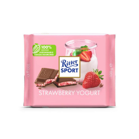 RITTER SPORT ШОКОЛАД С КЛУБНИЧНЫМ ЙОГУРТОМ 100Г